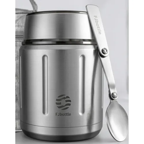Termo Para Almuerzo 750ml - Verde Olivo Con Cuchara Plegable