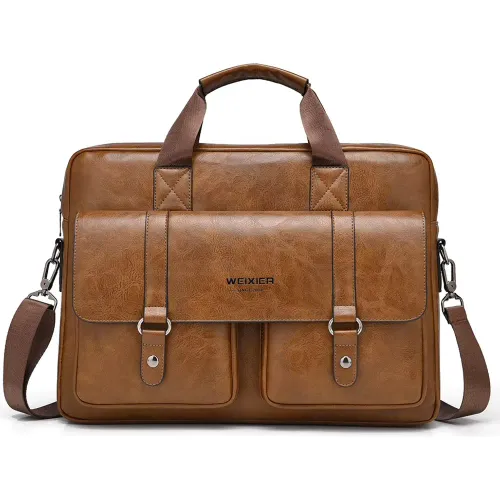Weixier Maletín Hombre Cuero Pu Retro Multibolsillos