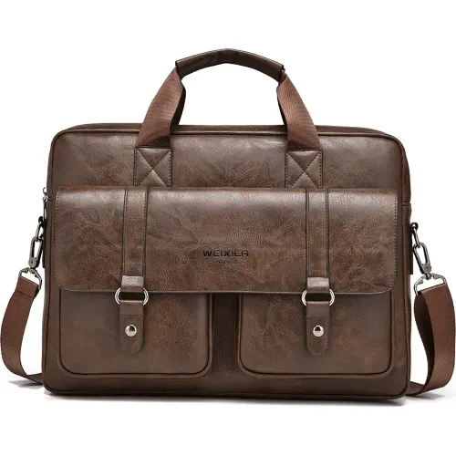 Weixier Maletín Hombre Cuero Pu Retro Multibolsillos