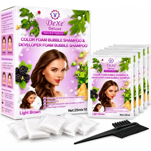 GENERICO Pack X10 Sachets Shampoo Tinte Dexe Deluxe Castaño Claro Cubre Canas