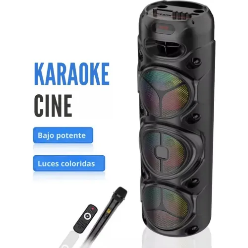 GENERICO Parlante Bluetooth Luces Led De 60w Con Triple Parlante De 8 + Micrófono + Control