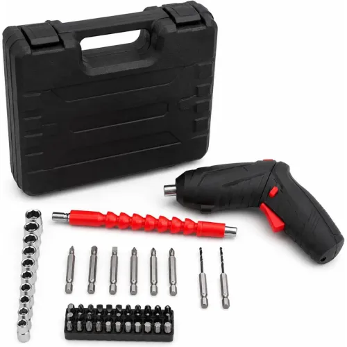GENERICO Kit Atornillador Destornillador Taladro Eléctrico Inalámbrico Recargable 46 Piezas Luz Led