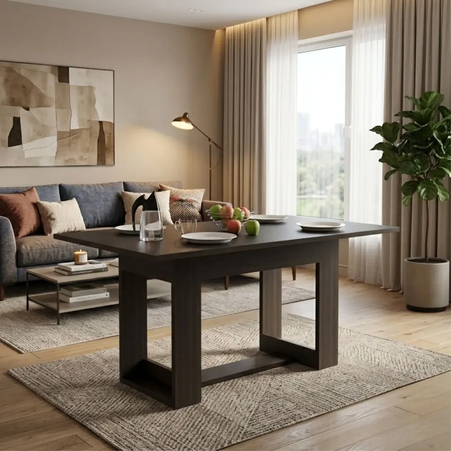 Mesa Tuhome Comedor Volterra 160 color wengue | Platanitos