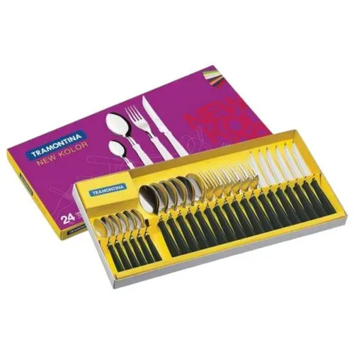 TRAMONTINA Juego De Cubiertos New Kolor M/Negro 23199/062 24 Piezas