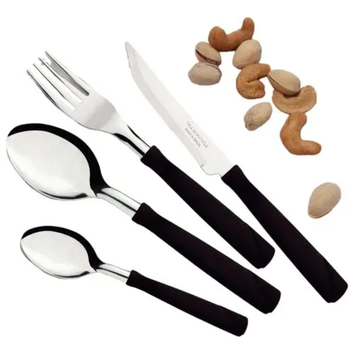 TRAMONTINA Negro Juego De Cubiertos New Kolor M/Negro 23199/062 24 Piezas