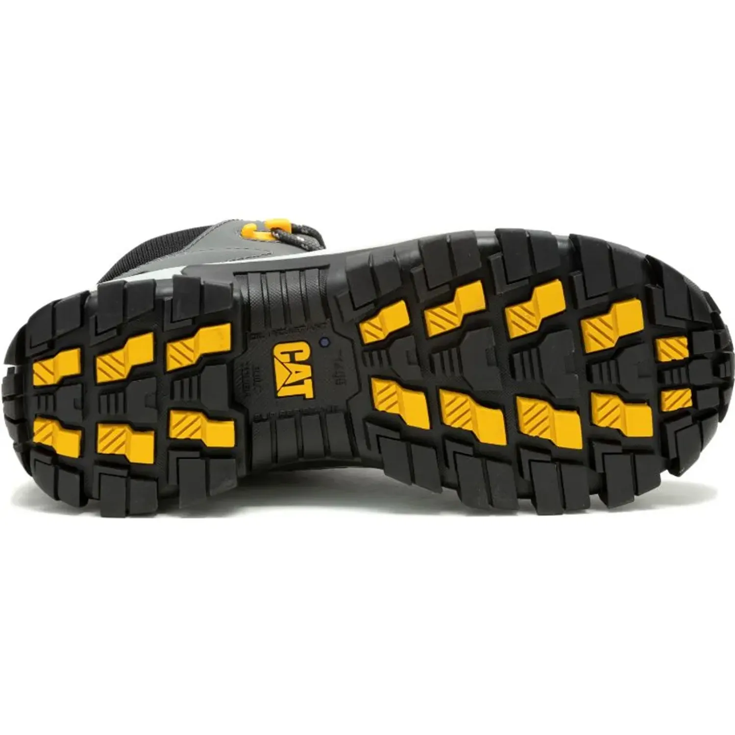 Zapato Cat Botin Industrial Hombre Invader Mid Vent Ct color gris / amarillo | Platanitos