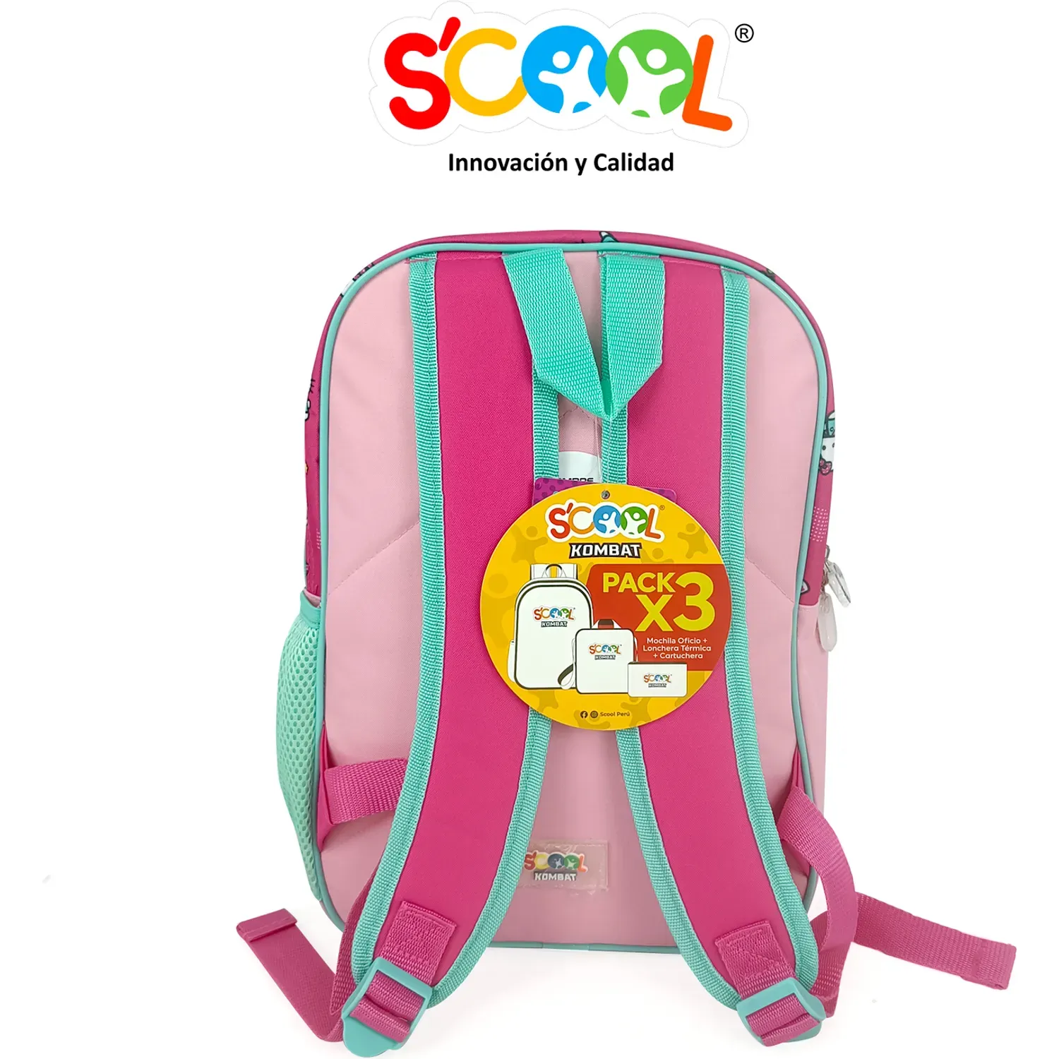 Scool Set Scool Mochila Pvc A4 Kombat Hello Kitty color rosado | Platanitos