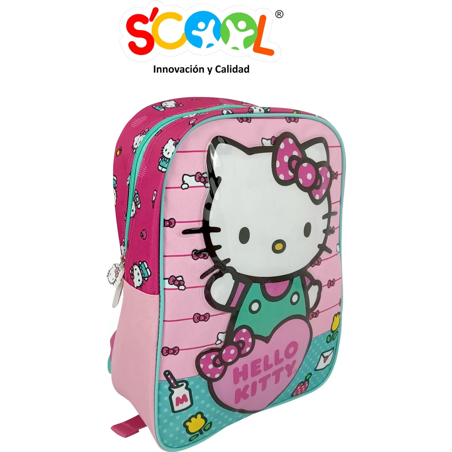 Scool Set Scool Mochila Pvc A4 Kombat Hello Kitty color rosado | Platanitos