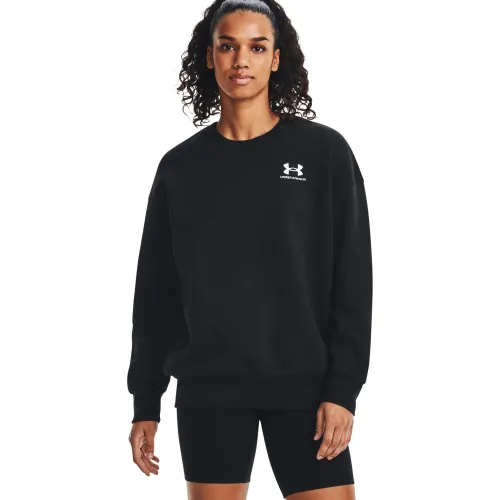 Mujer Under Armour Negro Polera Training Mujer Essential Fleece Oversize Crew