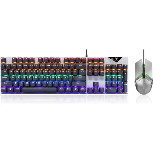 WESDAR Gris Combo Teclado Y Mouse Mecanico Gamer Con Luces Led Colores